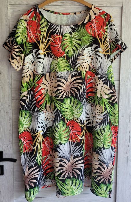 Śliczna włoska sukienka print kwiatowy 2XL 3XL