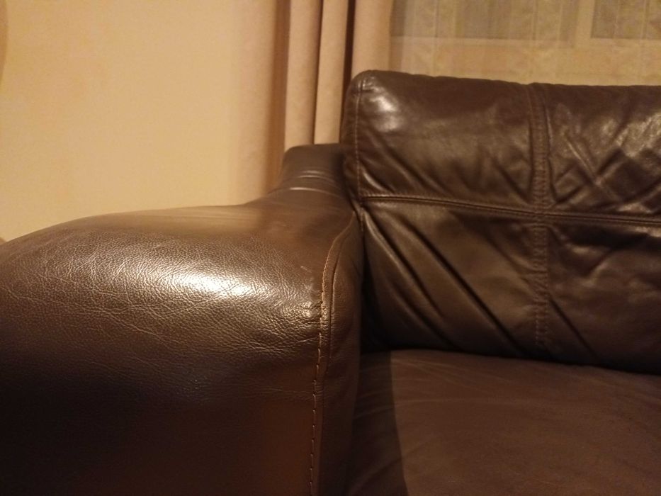 Conjunto Sofás de Pele Castanho Chocolate