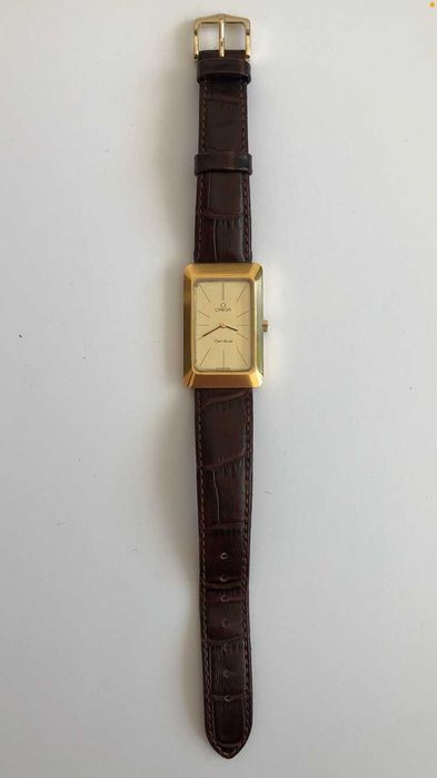 Omega Geneve Tank, nakręcany pozłacany  zegarek męski lub unisex - LUX