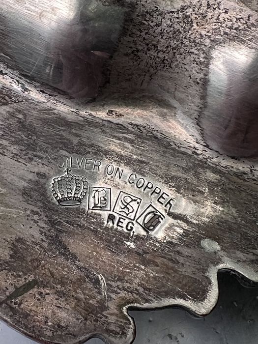 Duża taca platerowana Goldfeder Silver Birmingham na stopkach B052522