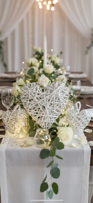 Ratanowe serca, wesele ozdoby, na dom, do kościoła