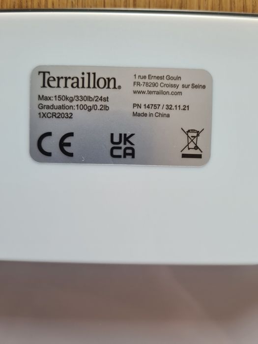 TERRAILLON Waga analityczna waga łazienkowa max 150 kg jasna szara