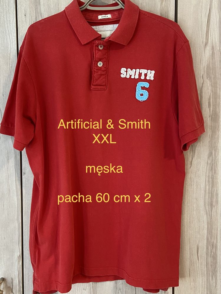 Artificial & Smith XXL czerwona męska koszulka polo t-shirt