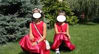 Sukienka czerwona atłas święta komunia wesele na 9-10 lat