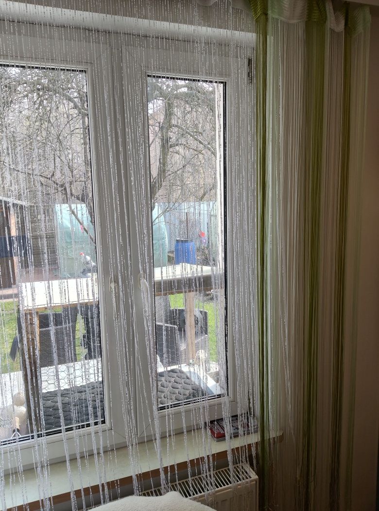 Firana makaron biała zieleń