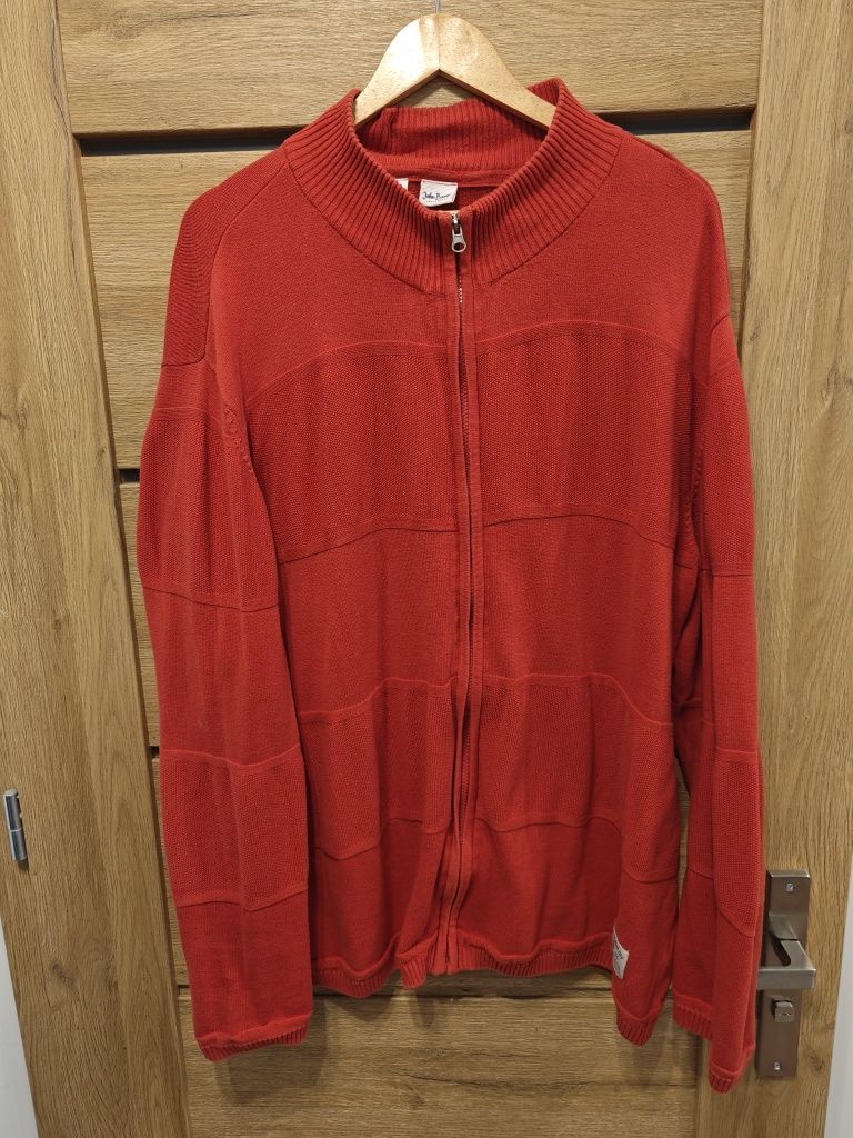 Sweter rozpinany BONPRIX czerwony XXL
