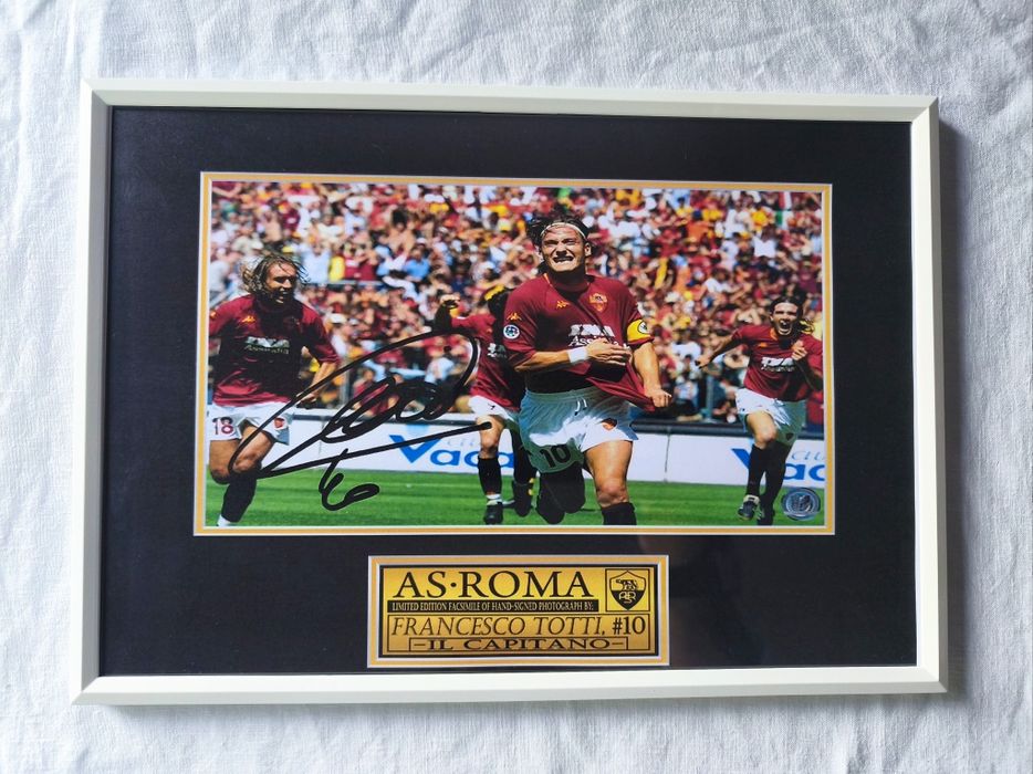 Moldura AS Roma - Francesco Totti com Autógrafo (A4)