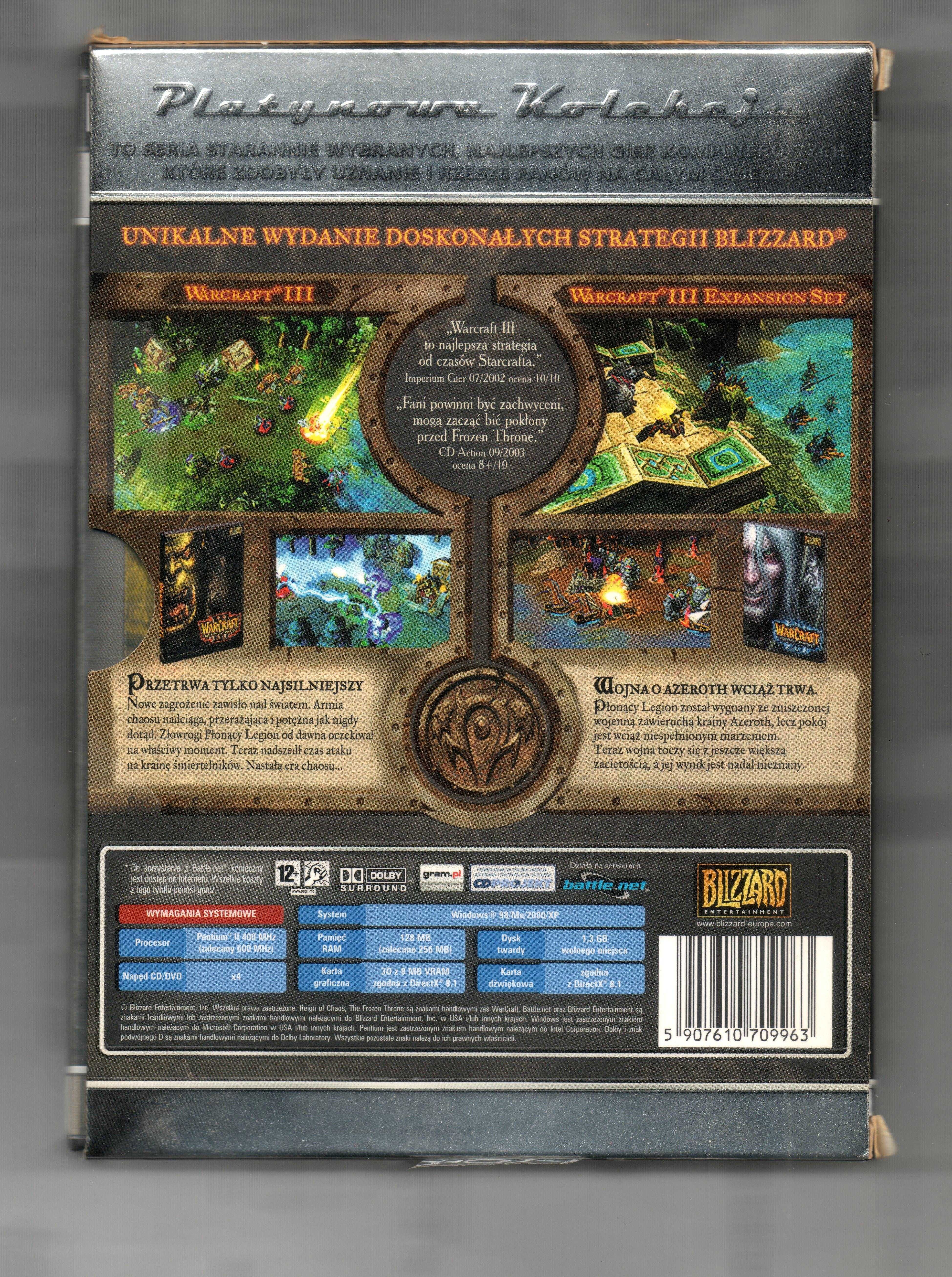 Warcraft III Reign of Chaos + Frozen Throne PC Platynowa Kolekcja
