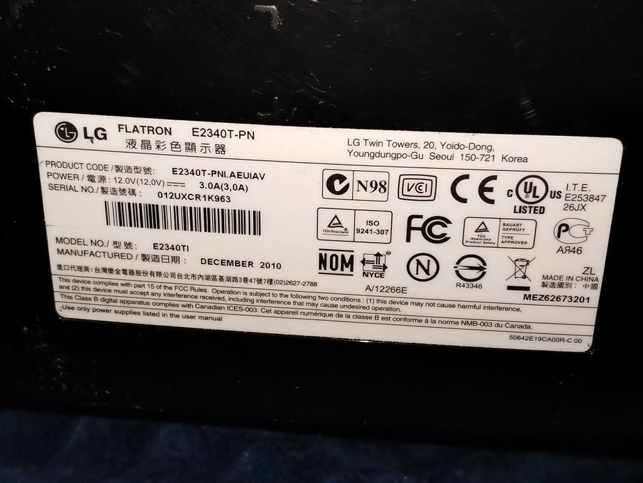 Monitor LG FLATRON E2340