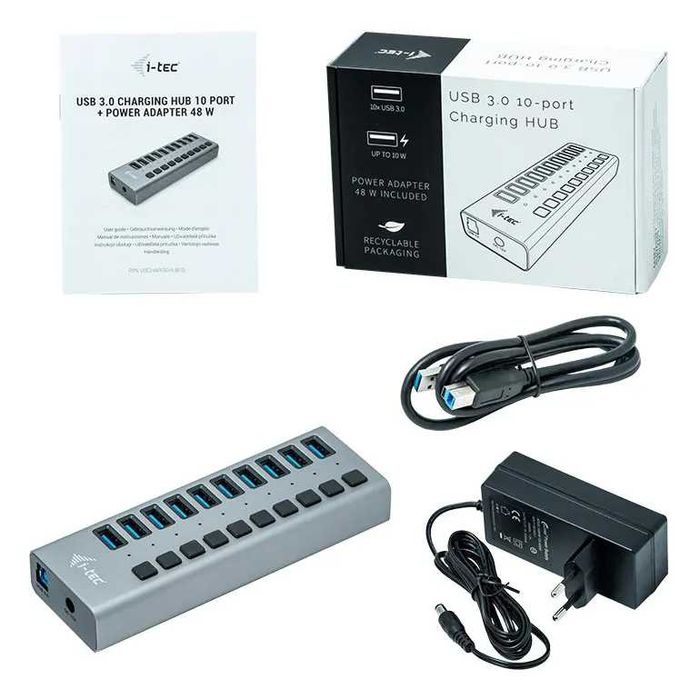 i-Tec USB 3.0 HUB 10 port Plus Power Adapter 48 W (U3CHARGEHUB10)