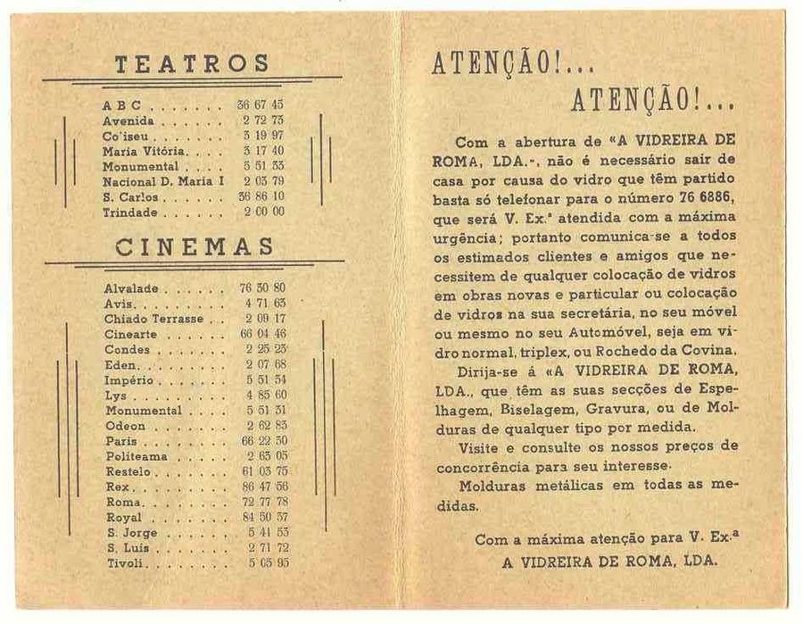Calendário de 1959  A Vidreira de Roma