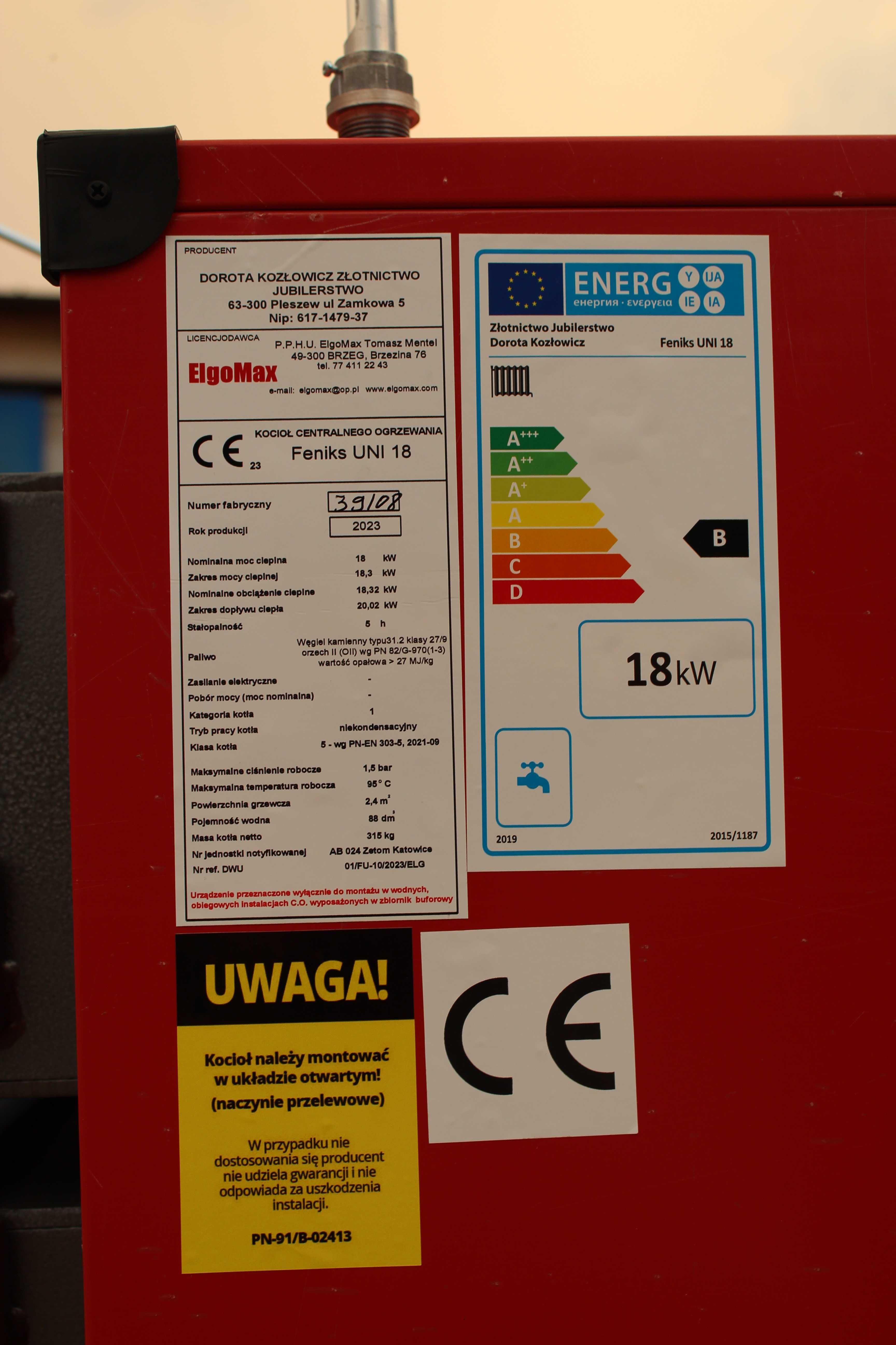 KOCIOŁ Węgiel 18 kW. Klasa 5 Piece KOTŁY Drewno Chrust Zasypowy