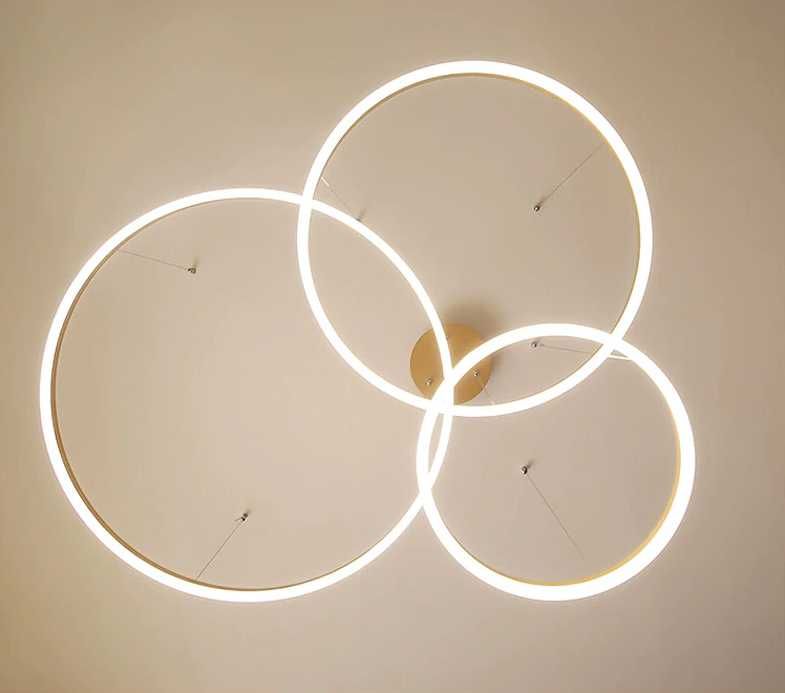 LAMPA SUFITOWA WISZĄCA LED RING złota pierścieniowa 80/60/40cm LIGHTON