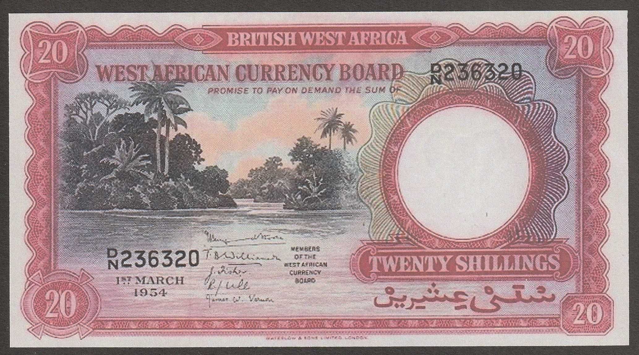 Brytyjska Afryka Zachodnia 20 shilling 1954