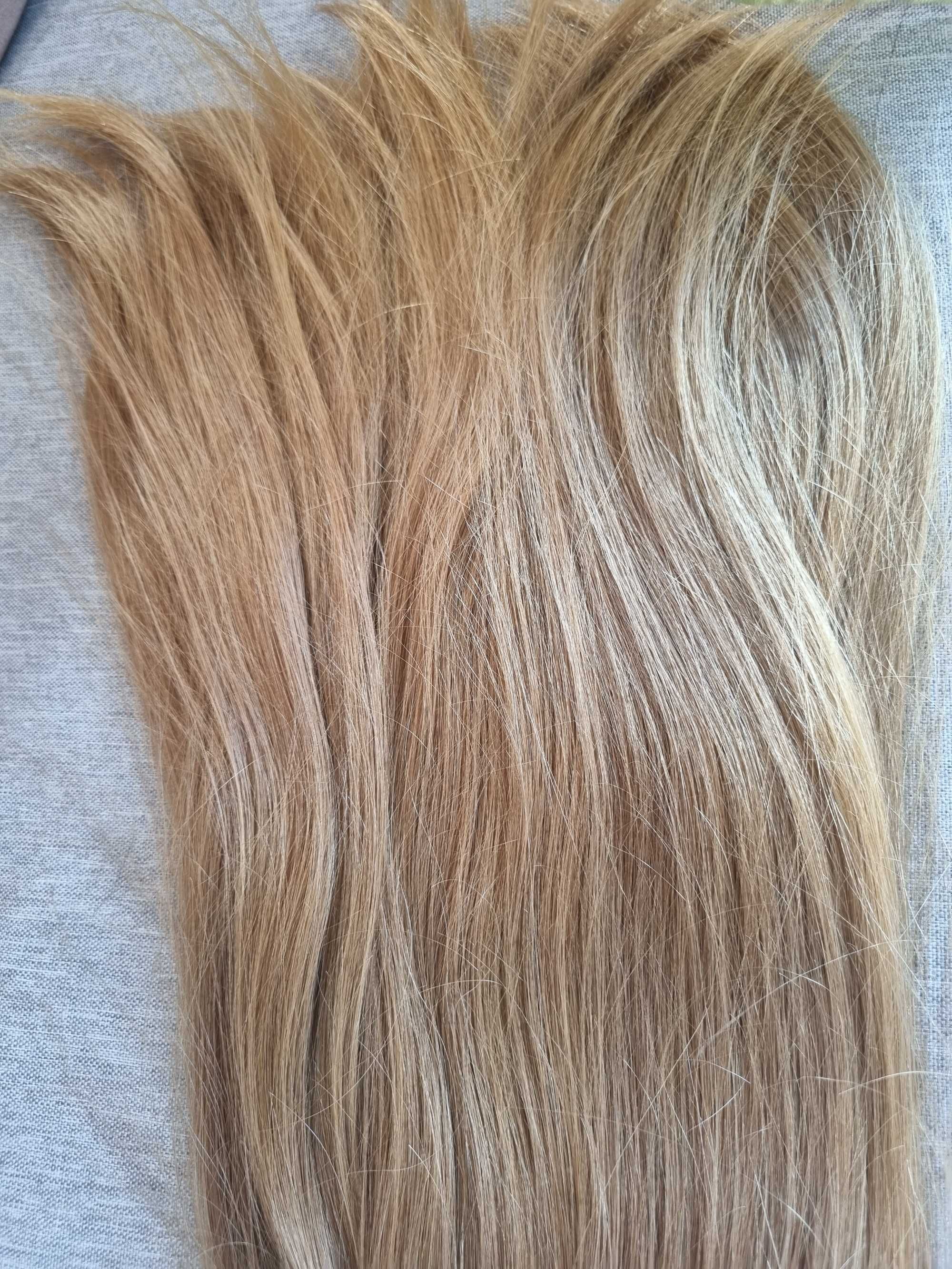 Włosy clip in dziewicze jasny beżowy blond 45cm 130g treski