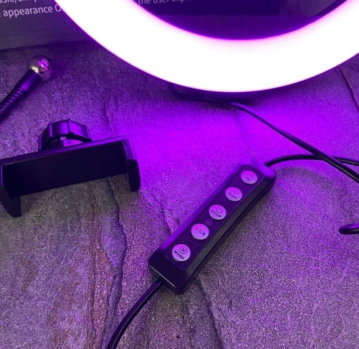 Набор: Кольцевая лампа RGB 33см, + 2м штатив