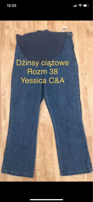 Yessica 38 spodnie Ciążowe jeansy/ dżinsy ciążowe niebieskie Vintage