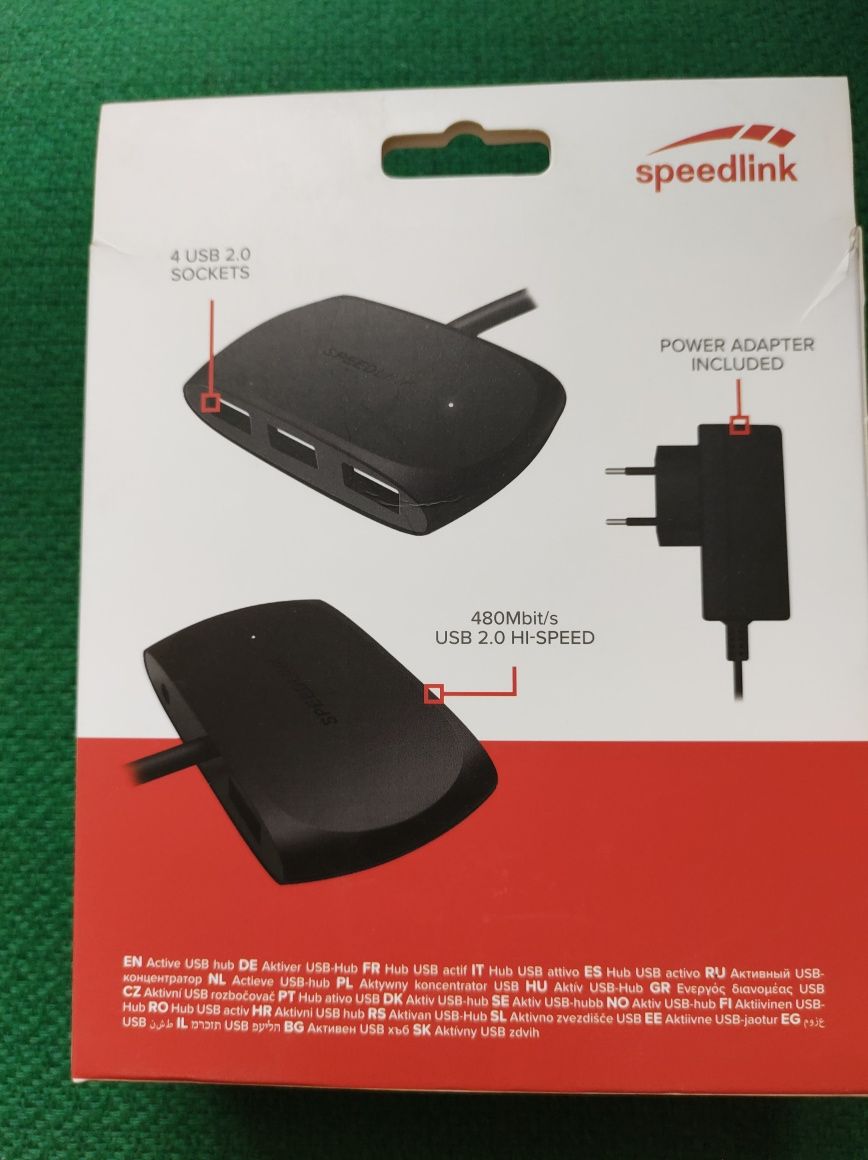Активный usb-хаб 2.0 ,Speedlink, адаптер питания в комплекте . Новый .