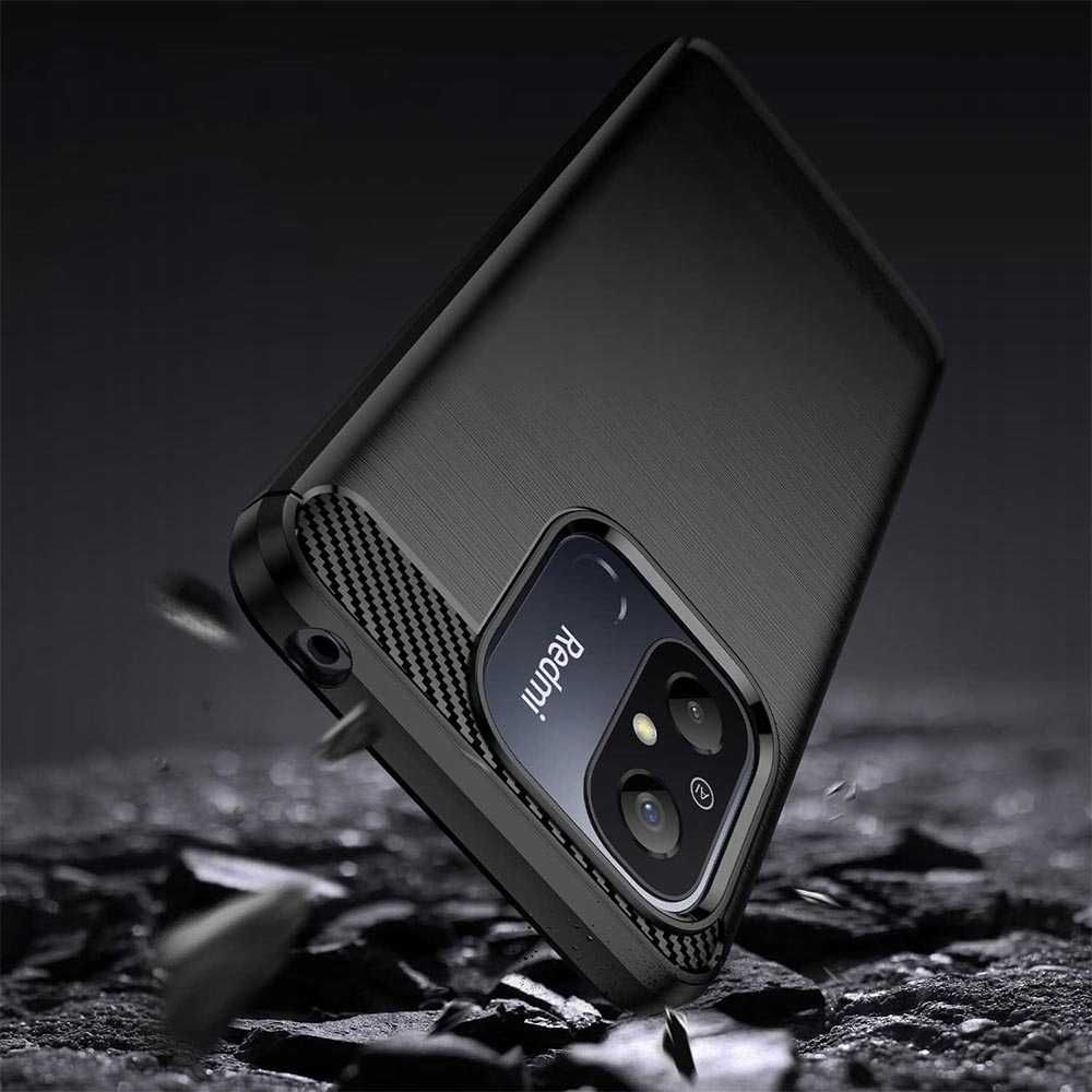 Etui Nakładka Carbon do Xiaomi Redmi 12C + Szkło Hartowane