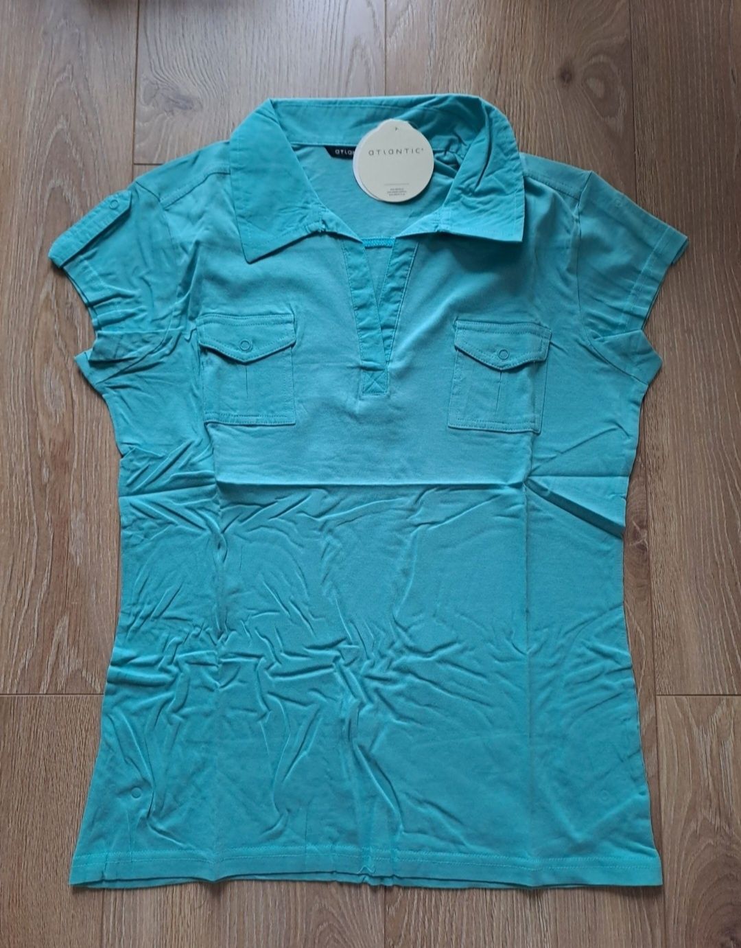2+1 Bluzka polo Atlantic, rozmiar XL, turkusowa
