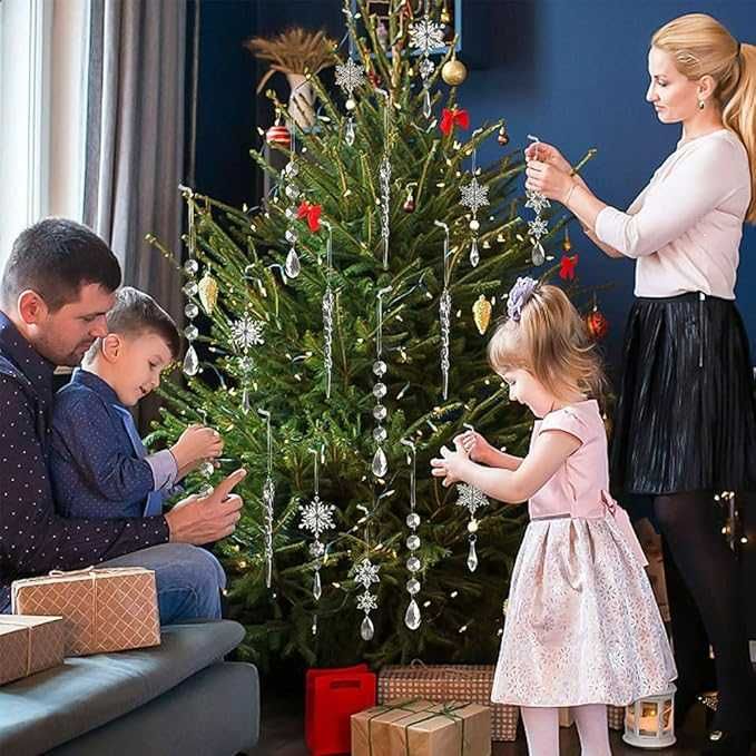 10 x ozdób choinkowych akrylowych – kryształowe płatki i sople