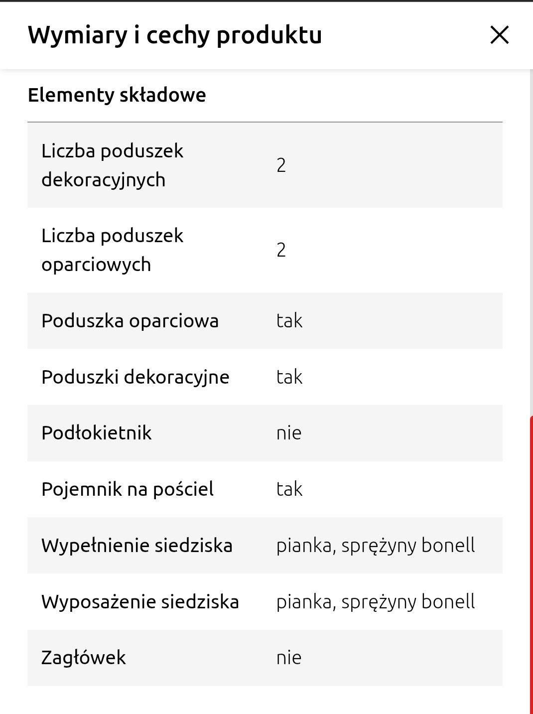 Sofa z funkcją spania, kanapa Black Red White