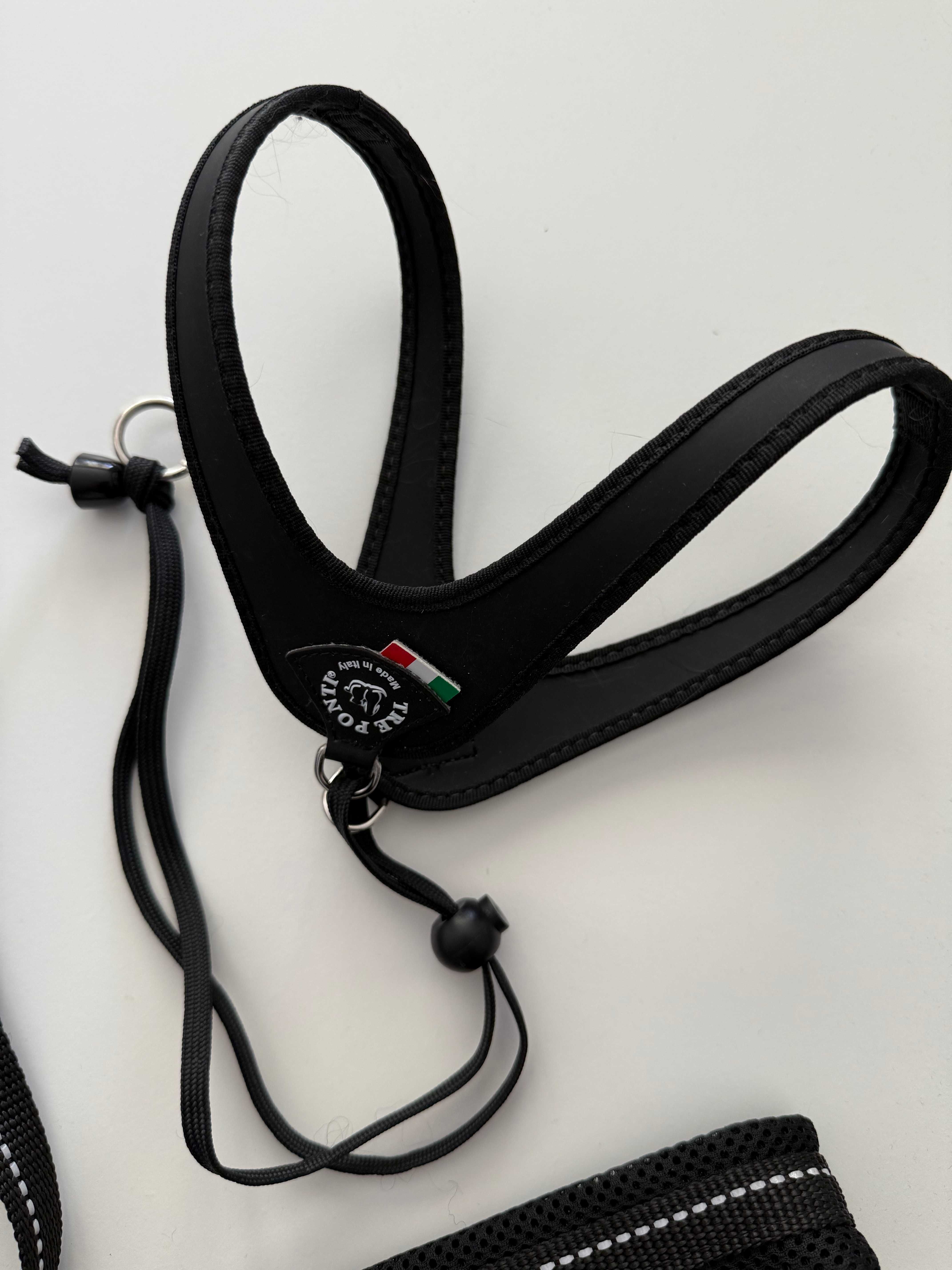 Szelki dla dużego kota 38-48cm do 6kg i smycz 180cm Tre Ponti czarne