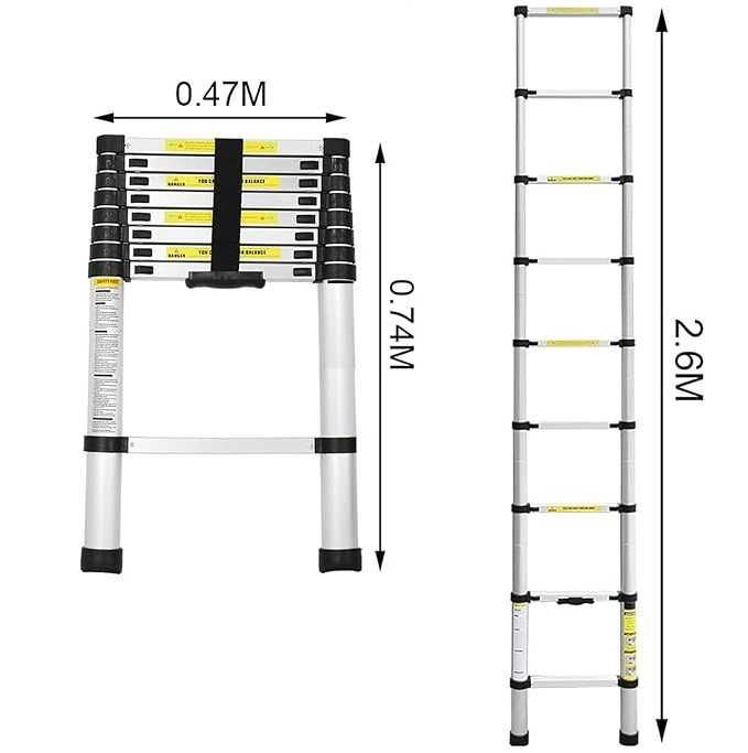 DRABINA ALUMINIOWA TELESKOPOWA przystawna o długości 260cm + torba