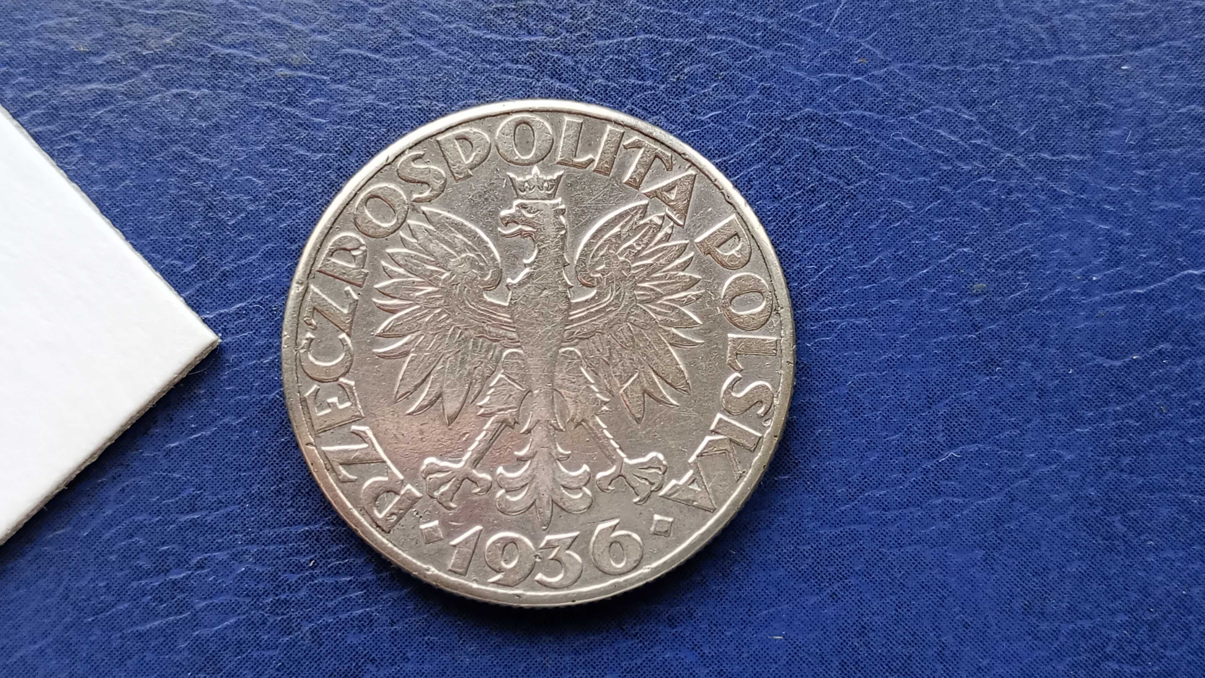 Stare monety 5 złotych 1936 Żaglowiec 2RP srebro
