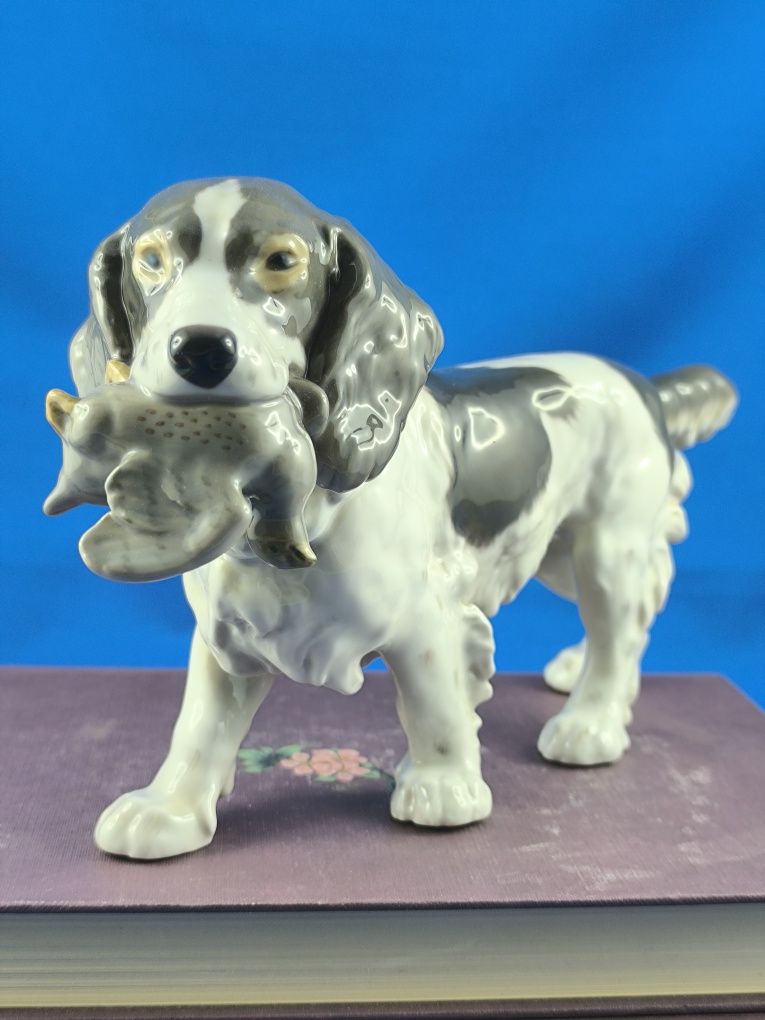 Spaniel z przepiórką Bing&Grondahl Kopenhaga #pies #porcelana