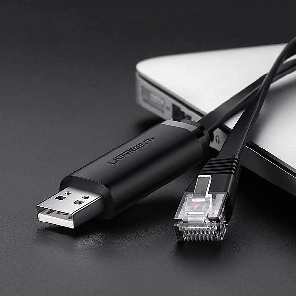 Ugreen kabel konsolowy przejściówka USB - Ethernet RJ45/1,5m czarny (C