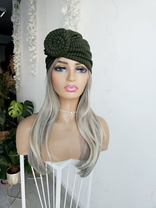 Turban czepek Iga zielony nakrycie głowy podczas leczenia czapka