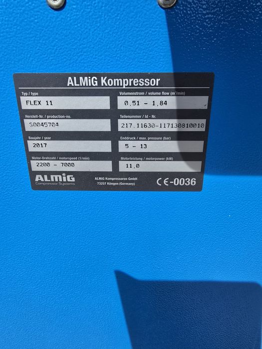 Kompresor Almig Flex 11 osuszacz ziebniczy sprężonego powietrza Almig