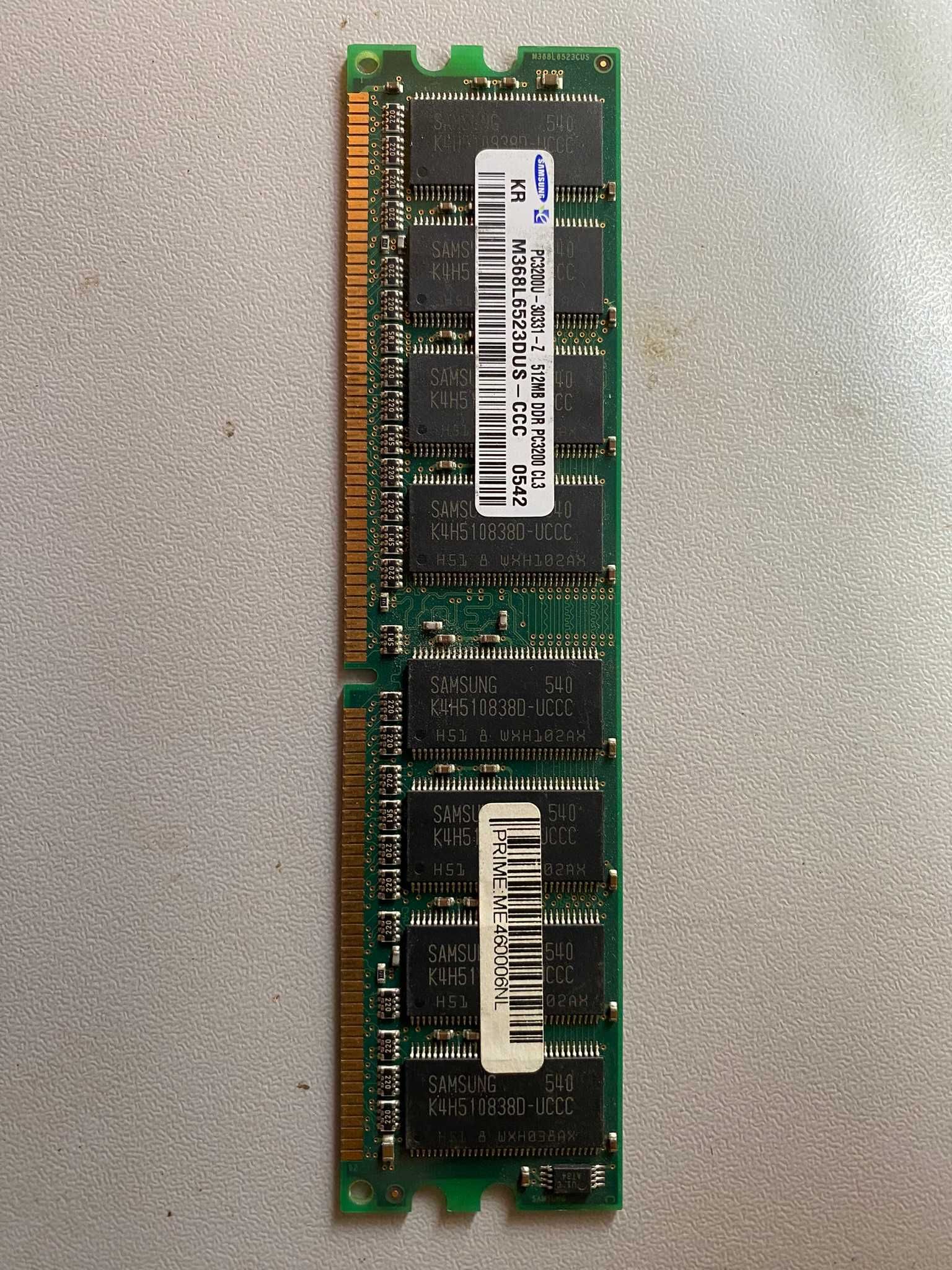 Оперативна памʼять 2шт Samsung 512 mb DDR PC3200 CL3