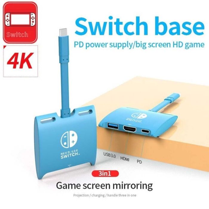 Адаптер 4K HDTV для Nintendo Switch/Macbook/Android/iPad/ПК блакитний