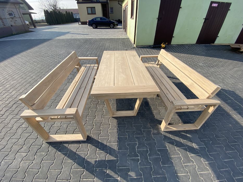 Stół z ławkami dąb komplet