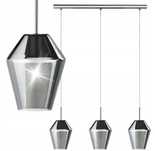 Lampa Wisząca Sufitowa 3 Punktowa Nowoczesna Szkło Srebrna 3xE27/28W