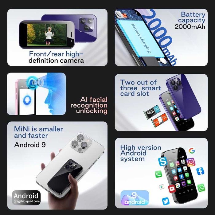 ZOKOE Mini smartfon 4g nowy gw2 lat Android 9.0