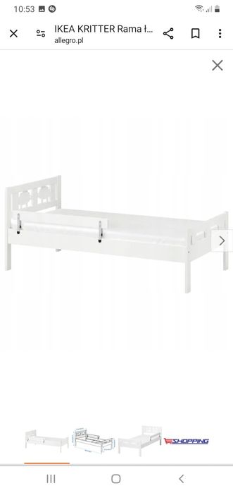 Łóżko ikea kritter rama białe