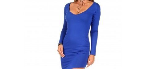 sukienka kobalt niebieska XS/S mini dekolt v ZARA