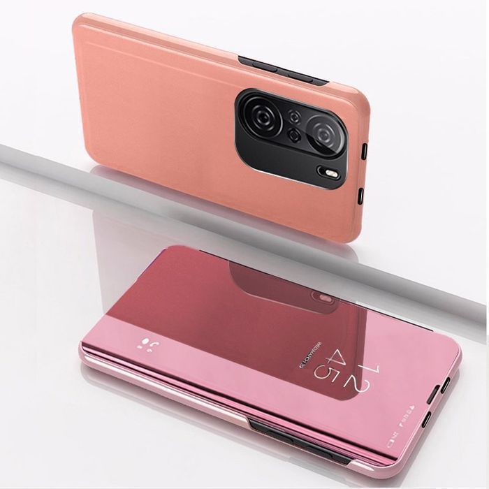 Etui Clear View Case Xiaomi Redmi K40 Pro+ Różowe z Klapką