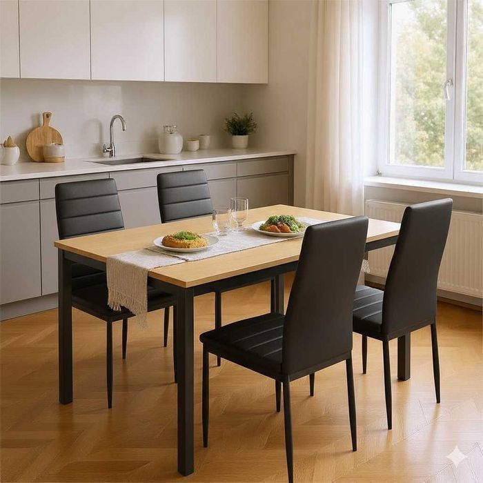 NOWY Stół z Krzesłami Drewniany Do Salonu Jadalni Kuchni Krzesła FV