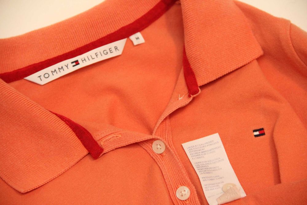 Tommy Hilfiger рр M женское поло из хлопка и эластина удлинённый рукав