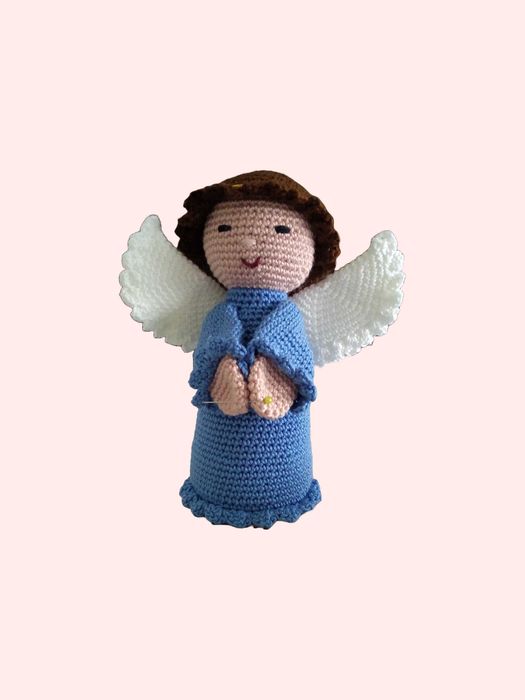 Peluche em croché Anjo de Guarda e Nossa Senhora