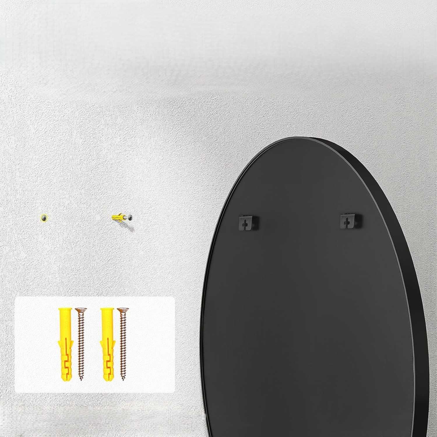 BEAUTYPEAK Lustro okrągłe 50 cm czarne, z aluminiową ramą