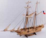 Drewniany model statku La Toulonnaise z 1823, ręcznie robiony