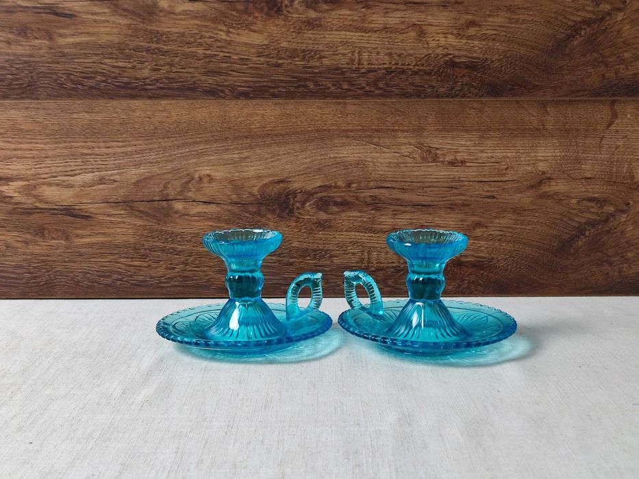 Kaganki , świeczniki HSG Ząbkowice - 406 - turkusowe -Szkło manganowe