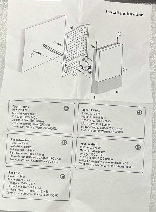 Lampa ścienna, kinkiet zew/wew. LED Klighten 24W BIAŁY 2szt