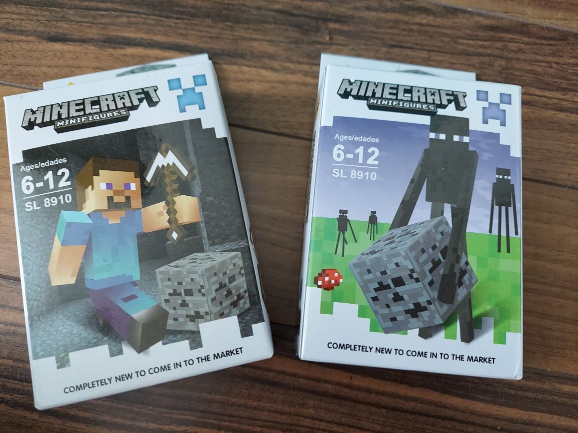 Zestaw mini figurek Minecraft + oryginalne pudełka i naklejki.