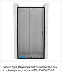 Mexen Apia drzwi prysznicowe rozsuwane 135 cm,